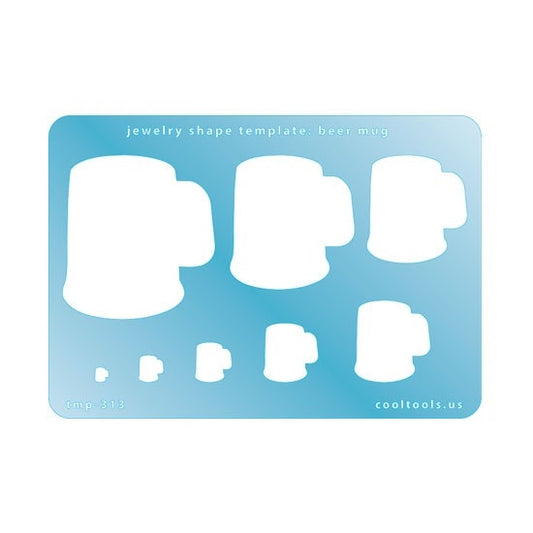 Blue plastic Jewelry Shape Template - Beer Mug Our special surface makes it easy to find these templates on your workbench, but allows clarity for positioning. Includes 8 shapes. Sizes are from 4mm to 48mm tall.