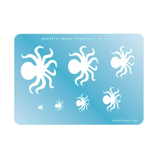 Blue plastic Jewelry Shape Template - Octopus Our special surface makes it easy to find these templates on your workbench, but allows clarity for positioning. Includes 7 shapes. Sizes are from 10.5mm to 56.5mm.