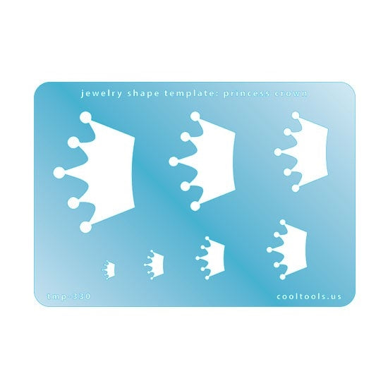 Blue plastic Jewelry Shape Template - Princess Crown Our special surface makes it easy to find these templates on your workbench, but allows clarity for positioning. Includes 7 shapes. Sizes are from 7.5mm to 47.5mm.