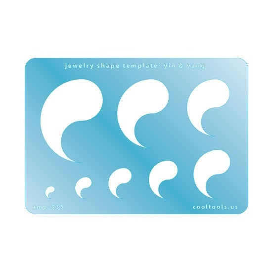 Blue plastic Jewelry Shape Template - Yin & Yang Our special surface makes it easy to find these templates on your workbench, but allows clarity for positioning. Includes 8 shapes. Sizes are from 7.5mm to 47.5mm.