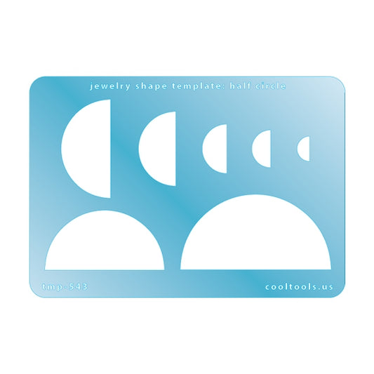 Blue plastic Jewelry Shape Template - Half Circle Our special surface makes it easy to find these templates on your workbench, but allows clarity for positioning. Use smaller shapes for embossing or enamel stencils. Includes 7 shapes. Sizes are from 10mm to 60mm.