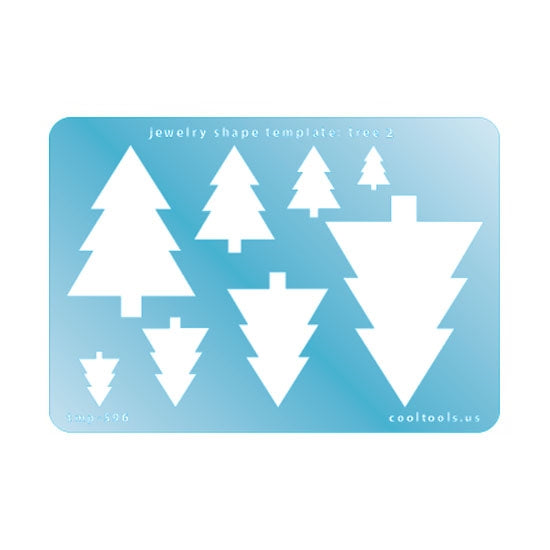 Jewelry Shape Template - Tree 2 Includes 8 shapes. Sizes are from 12.5mm to 59mm.  Our special surface makes it easy to find these templates on your workbench, but allows clarity for positioning.