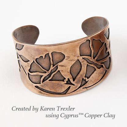 cyprus copper clay cuff by karen trexler using Jewelry Shape Template - Morning Glory 
