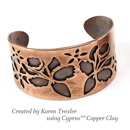 cyprus copper clay cuff by karen trexler using Jewelry Shape Template - Daffodils 