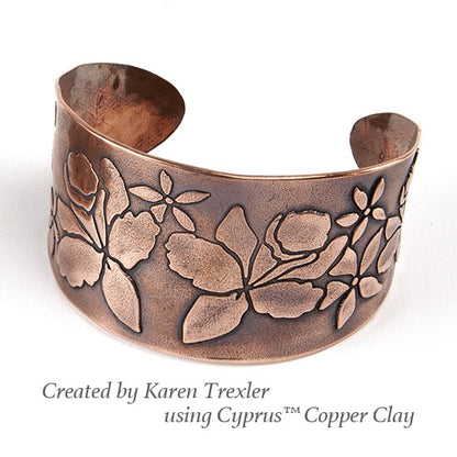 cyprus copper clay cuff by karen trexler using Jewelry Shape Template - Daffodils 