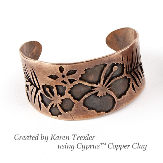 cyprus copper clay cuff by karen trexler using Jewelry Shape Template - Hibiscus Palm 