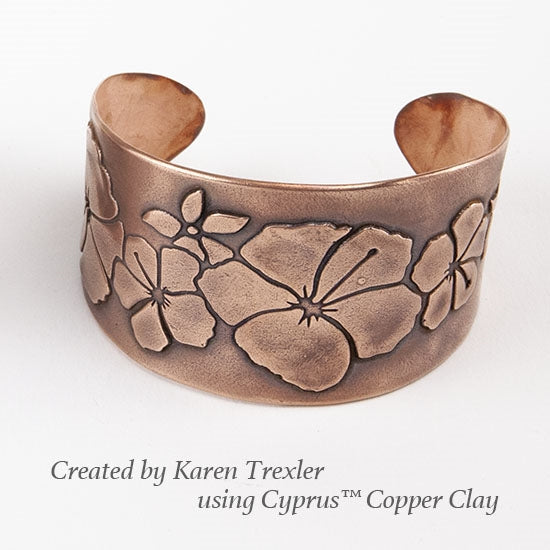 cyprus copper clay cuff by karen trexler using Jewelry Shape Template - Hibiscus