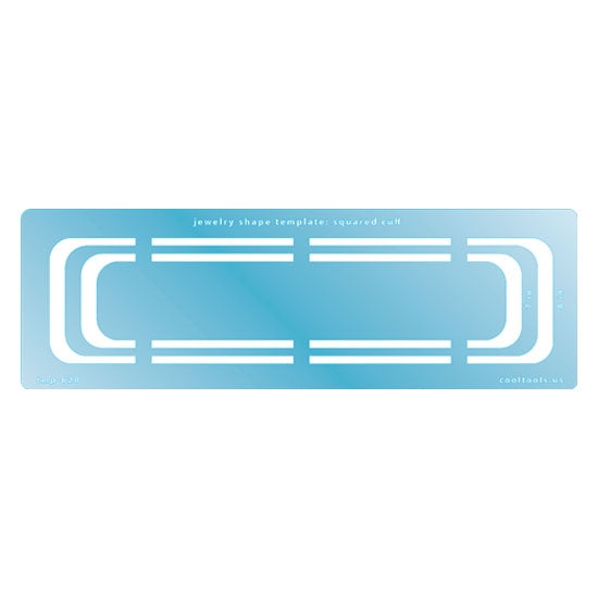 Blue plastic Jewelry Shape Template - Squared Cuff Our special surface makes it easy to find these templates on your workbench, but allows clarity for positioning.