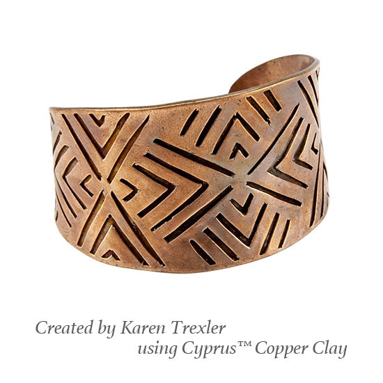 cyprus copper clay cuff by karen trexler using Blue plastic Jewelry Shape Template - Chequer 1