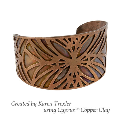 Cyprus copper clay bracelet by Karen Trexler using Jewelry Shape Template - Boho