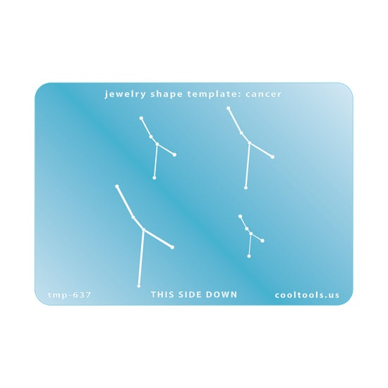 Blue plastic Jewelry Shape Template - CancerAstrology Templates Includes 4 shapes. Sizes are from 17.5mm to 42mm.  These astrology templates were specially designed to connect the stars for your favorite zodiac sign. Simply lay the template face down on your clay, roll or push down, and a connecting line will appear between each star.