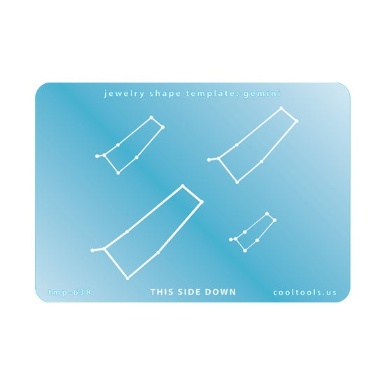 Blue plastic Jewelry Shape Template - Astrology Templates Gemini Includes 4 shapes. Sizes are from 20.5mm to 49.5mm.  These astrology templates were specially designed to connect the stars for your favorite zodiac sign. Simply lay the template face down on your clay, roll or push down, and a connecting line will appear between each star.