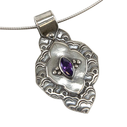 silver pendant with gemstone necklace