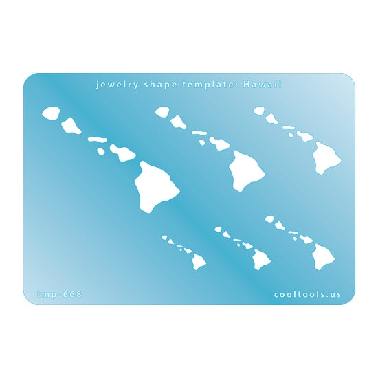 Blue plastic Jewelry Shape Template - Hawaii All 50 U.S. States are available. These templates are perfect for creating a personalized gift or a piece for yourself to represent your favorite state.  Includes 6 shapes. Sizes are from 19.5mm to 60.5mm