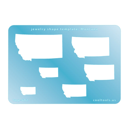 Blue plastic Jewelry Shape Template - Montana All 50 U.S. States are available. These templates are perfect for creating a personalized gift or a piece for yourself to represent your favorite state.  Includes 6 shapes. Sizes are from 22mm to 53mm.