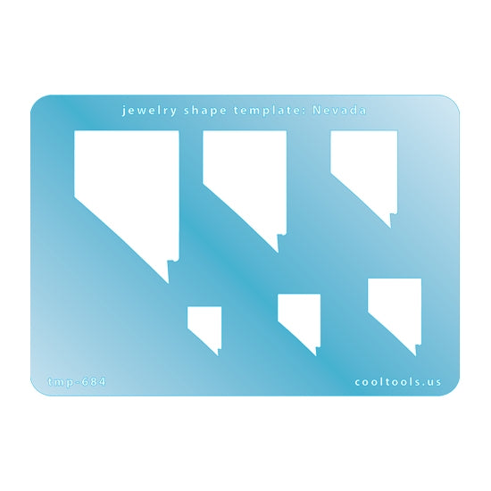 Blue plastic Jewelry Shape Template - Nevada All 50 U.S. States are available. These templates are perfect for creating a personalized gift or a piece for yourself to represent your favorite state.  Includes 6 shapes. Sizes are from 17mm to 53mm.