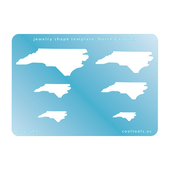 Blue plastic Jewelry Shape Template - North Carolina All 50 U.S. States are available. These templates are perfect for creating a personalized gift or a piece for yourself to represent your favorite state.  Includes 6 shapes. Sizes are from 20.5mm to 63.5mm.