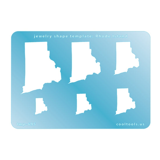 Blue plastic Jewelry Shape Template - Rhode Island All 50 U.S. States are available. These templates are perfect for creating a personalized gift or a piece for yourself to represent your favorite state.  Includes 6 shapes. Sizes are from 15.5mm to 57.5mm.