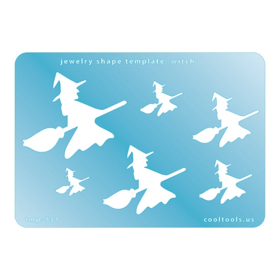 Blue plastic Jewelry Shape Template - Witch Includes 6 shapes. Sizes are from 18.5mm to 57mm.  Our special surface makes it easy to find these templates on your workbench, but allows clarity for positioning.