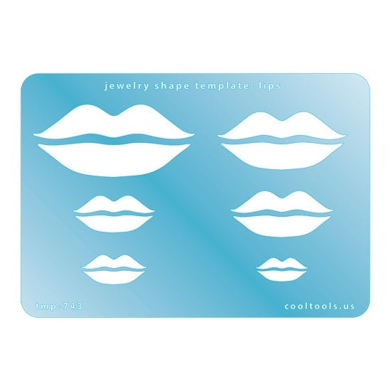 Jewelry Shape Template - Lips Includes 6 shapes. Sizes are from 19mm to 58.5mm.  Our special surface makes it easy to find these templates on your workbench, but allows clarity for positioning.