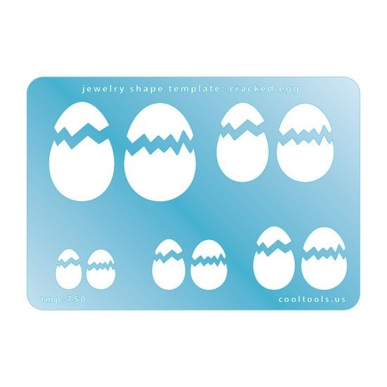 Jewelry Shape Template - Cracked Egg Includes 10 shapes. Sizes are from 15.5mm to 38mm.  Our special surface makes it easy to find these templates on your workbench, but allows clarity for positioning.