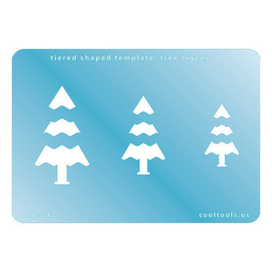 Blue plastic Tiered Shaped Template - Tree Zigzag