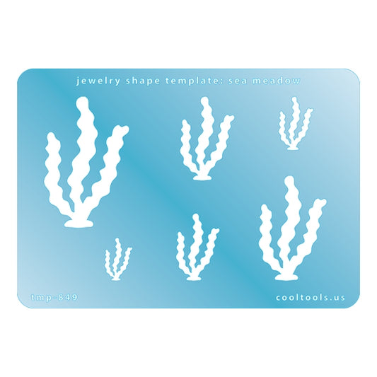 Blue plastic Jewelry Shape Template - Sea Meadow Includes 6 graduated sizes. Sizes are from 14.5mm to 48mm.  Our special surface makes it easy to find these templates on your workbench, but allows clarity for positioning.