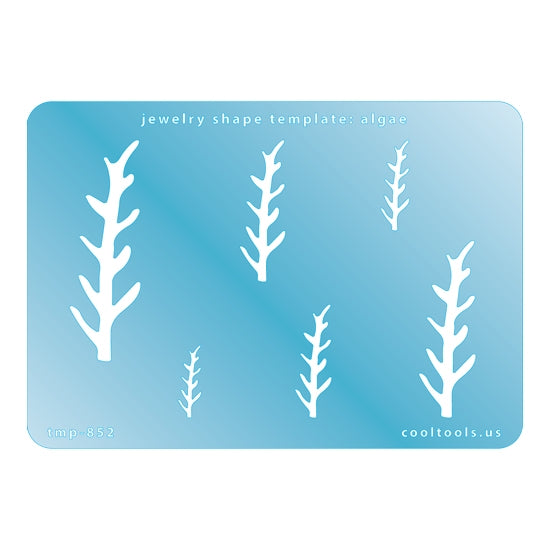 Blue plastic Jewelry Shape Template - Algae Includes 6 graduated sizes. Sizes are from 18mm to 57mm.  Our special surface makes it easy to find these templates on your workbench, but allows clarity for positioning.