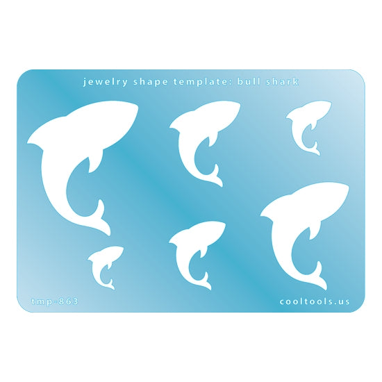 Blue plastic Jewelry Shape Template - Bull Shark Includes 6 graduated sizes. Sizes are from 16mm to 49mm.  Our special surface makes it easy to find these templates on your workbench, but allows clarity for positioning