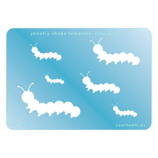 Blue plastic Jewelry Shape Template - Caterpillar 1 Includes 6 graduated sizes. Sizes are from 19.5mm to 59.5mm.  Our special surface makes it easy to find these templates on your workbench, but allows clarity for positioning.