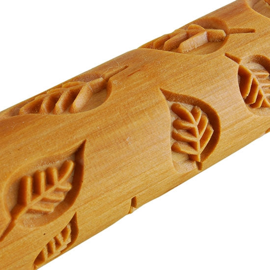 Large Wooden Hand Roller - Small Leaves