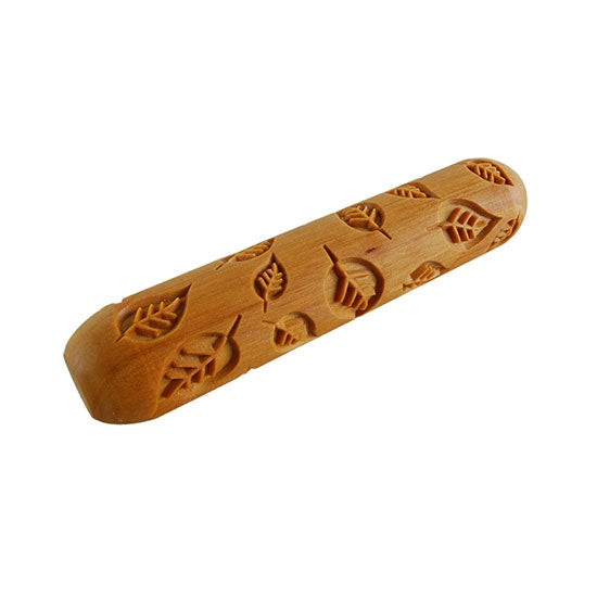 Large Wooden Hand Roller - Small Leaves