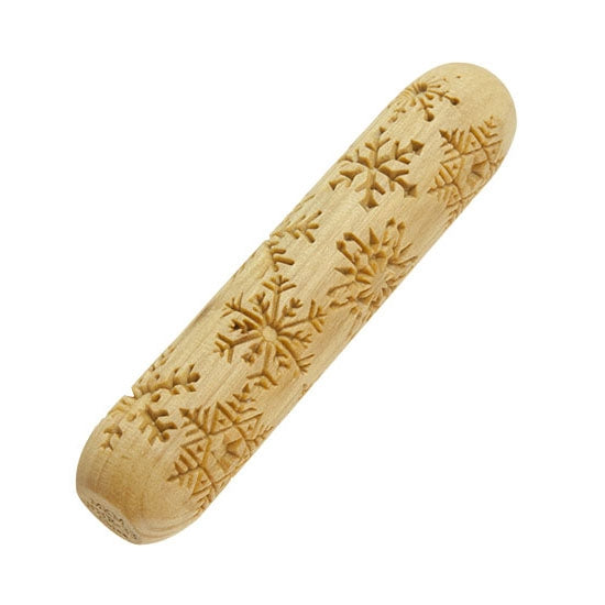 Large Wooden Hand Roller - Snowflakes