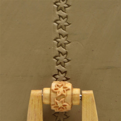 Wooden Mini Roller - Six Petaled Flower 10mm rolled into clay