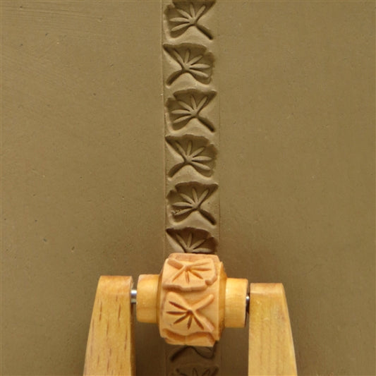 Wooden Mini Roller - Gingko Leaves 10mm rolled into clay