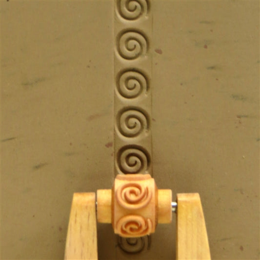 Wooden Mini Roller - Spiral 10mm rolled into clay