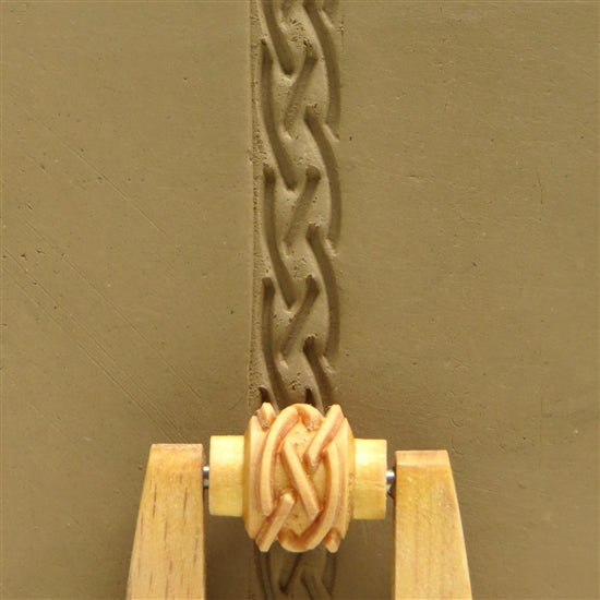 Wooden Mini Roller - Single Braid 10mm rolled into clay