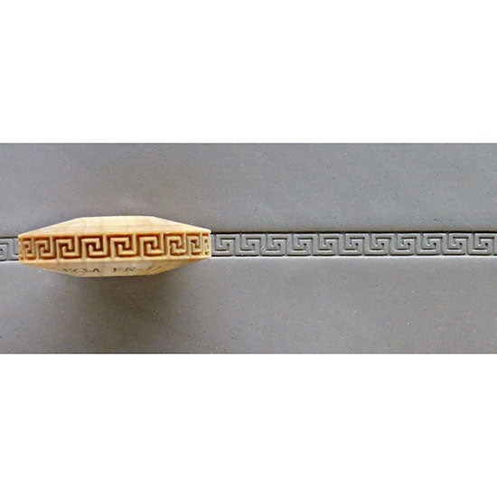 Wooden Finger Roller - Greek Key Square 8mm in clay