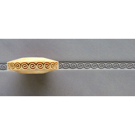 Wooden Finger Roller - Greek Key Spiral 8mm in clay