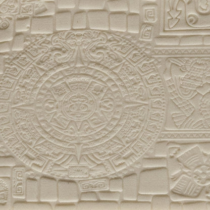 clay sample of Textured Rolling Pin - Aztec Textured Rolling Pins are capable of pressing a continuous repeated pattern on clay. Made of clear PMMA plastic with amazing non-stick properties. Non-toxic.