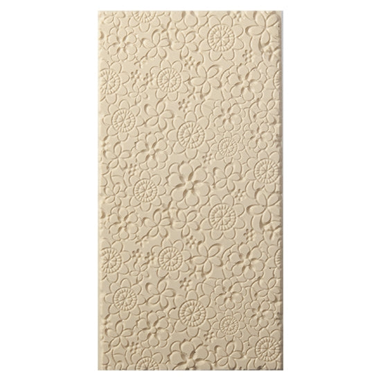 Texture Tile - Floral Web Embossed. Beige Texture Tiles are flexible, washable and can be used with any soft clay. Spritz with CoolSlip or dust on Dry Powder Release for stick-free impressions when using metal clay and polymer clay.