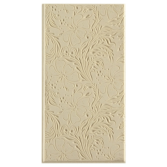 Texture Tile - Hibiscus Embossed. Beige Texture Tiles are flexible, washable and can be used with any soft clay. Spritz with CoolSlip or dust on Dry Powder Release for stick-free impressions when using metal clay and polymer clay.