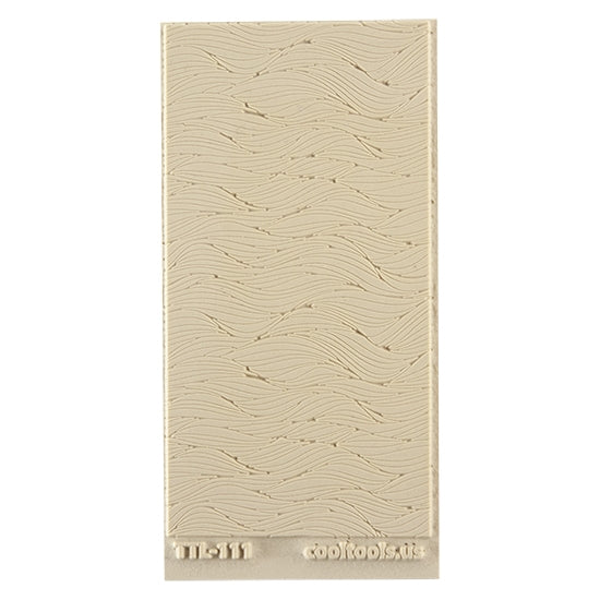 Texture Tile - Body Wave Fineline. Beige Texture Tiles are flexible, washable and can be used with any soft clay. Spritz with CoolSlip or dust on Dry Powder Release for stick-free impressions when using metal clay and polymer clay.