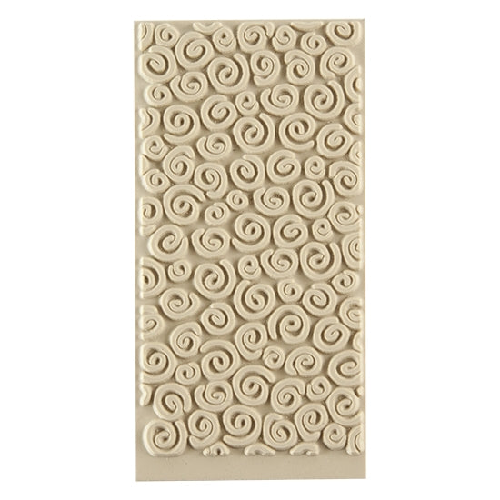 Texture Tile - Spirals. Beige Texture Tiles are flexible, washable and can be used with any soft clay. Spritz with CoolSlip or dust on Dry Powder Release for stick-free impressions when using metal clay and polymer clay.