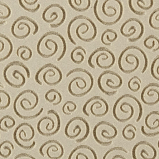 Texture Tile - Spirals Embossed. Beige Texture Tiles are flexible, washable and can be used with any soft clay. Spritz with CoolSlip or dust on Dry Powder Release for stick-free impressions when using metal clay and polymer clay.