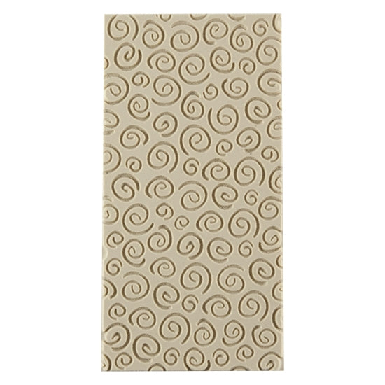 Texture Tile - Spirals Embossed. Beige Texture Tiles are flexible, washable and can be used with any soft clay. Spritz with CoolSlip or dust on Dry Powder Release for stick-free impressions when using metal clay and polymer clay.