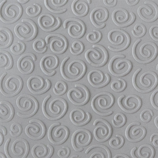 Texture Tile - Spirals Mini Embossed sample rolled into clay