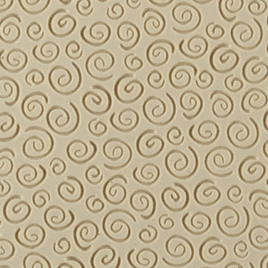 Texture Tile - Spirals Mini Embossed. Beige Texture Tiles are flexible, washable and can be used with any soft clay. Spritz with CoolSlip or dust on Dry Powder Release for stick-free impressions when using metal clay and polymer clay.