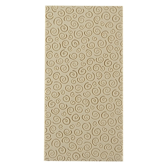 Texture Tile - Spirals Mini Embossed. Beige Texture Tiles are flexible, washable and can be used with any soft clay. Spritz with CoolSlip or dust on Dry Powder Release for stick-free impressions when using metal clay and polymer clay.