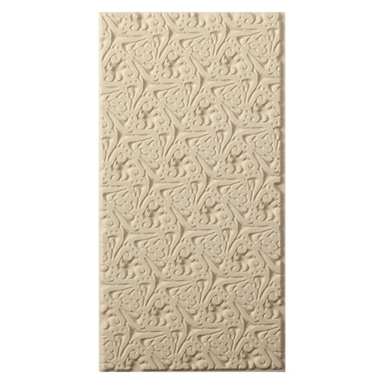 Texture Tile - Spun Triangles. Beige Texture Tiles are flexible, washable and can be used with any soft clay. Spritz with CoolSlip or dust on Dry Powder Release for stick-free impressions when using metal clay and polymer clay.